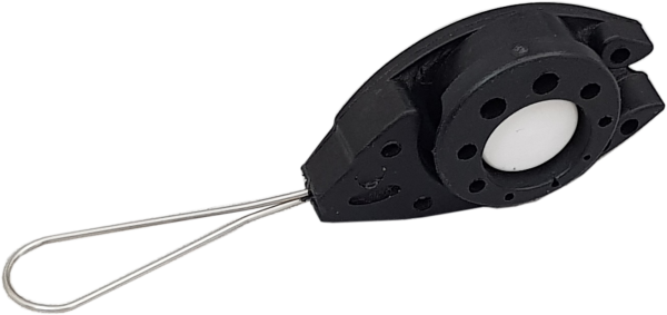 Зажим обеспечивает максимально надежное крепление для  FTTH кабеля. Разработан специально для FTTH DROP кабеля с диэлектрическим несущим элементом.